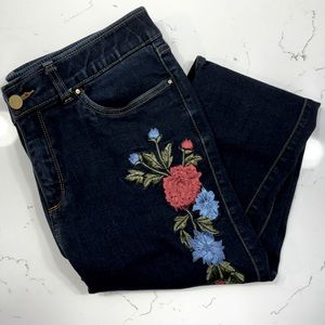 Rafaella Slimming Embroidered Flower Jeans (Size 12)